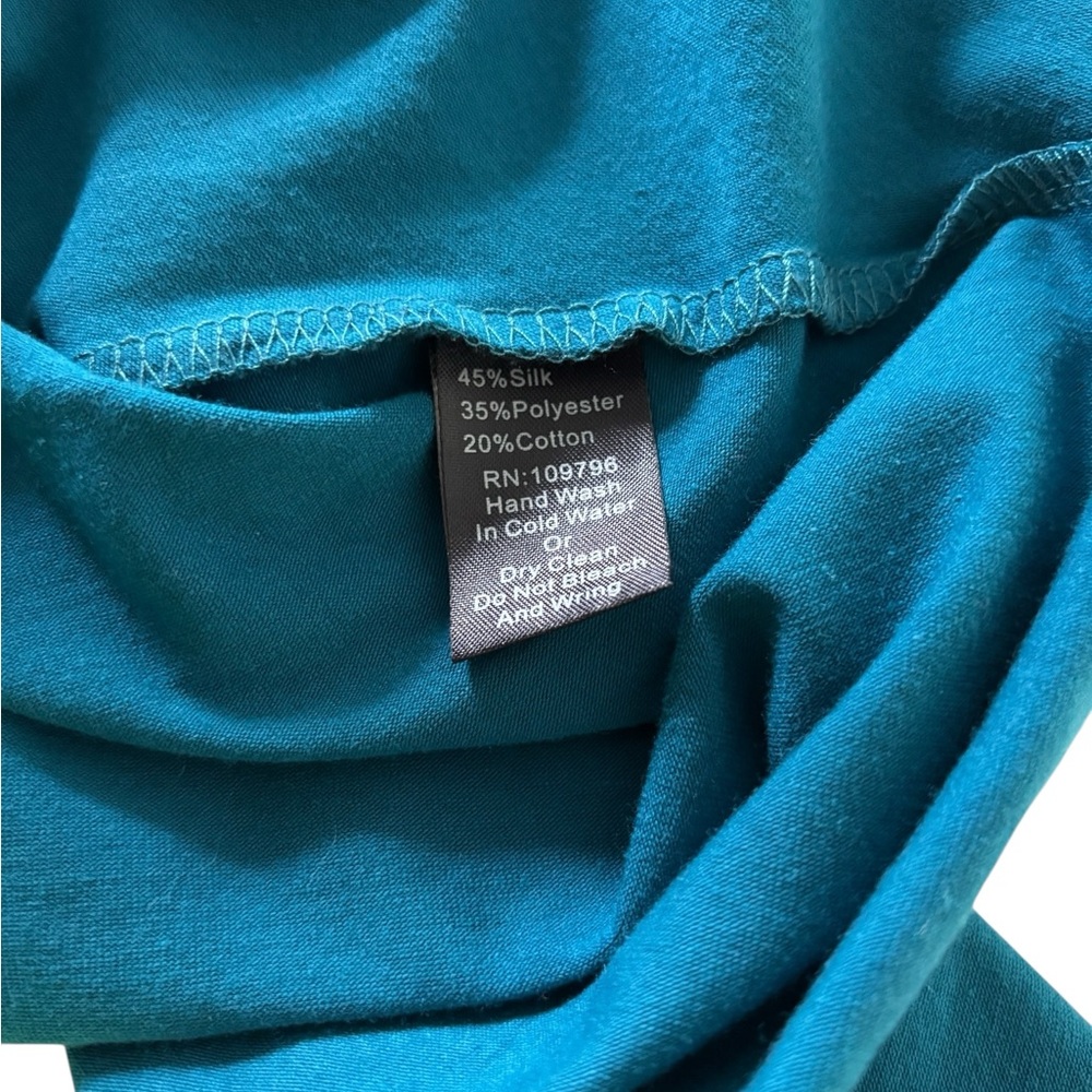 Nwt Pretty Angel Asymmetric Tunic Top Size XL Green Boxy Lagenlook Silk Blend - Picture 4 of 5